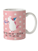 Mr. & Mrs. Panda Camping Tasse Einhorn Party mit Spruch in Rot Pastell