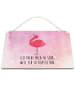 Mr. & Mrs. Panda Deko Schild Flamingo Stolz mit Spruch in Aquarell Pink
