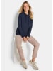 GOLDNER Sweatshirt Langarm Viskose-Pullover, Stehbund in marine