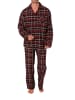 NORMANN Lange Flanell Schlafanzug Pyjama kariert - 88136 in rot