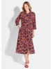 GOLDNER Kurzgröße:  Fließendes Viskosekleid mit Knopfleiste in rot / gemustert
