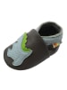 Yalion Baby-Lederlaufschuhe mit rutschfester Sohle – Grau mit Dinosauriermuster 