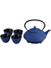 AROMELIO Gusseiserner Teekessel mit Sieb in Marineblau, (B) 20 x (H) 16,5 x (L) 20 cm