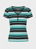 KOROSHI Damen-T-Shirt mit kurzärmeligen Streifen in bunt