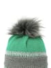 Faera Warme Strickmütze mit Bommel Thermo-Beanie in Grün