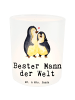 Mr. & Mrs. Panda Glas Windlicht Pinguin Bester Mann der Welt mit... in Transparent