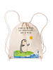 Mr. & Mrs. Panda Gymnastiktasche Pinguin Surfer mit Spruch in Creme