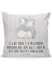 Mr. & Mrs. Panda Sitzkissen Pinguine Kuscheln mit Spruch in Grau Pastell
