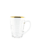 COFI 1453 6er Gläser-Set mit Henkel Gold Umrandung 203 ml Transparent mit Muster in Transparent