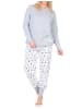 NORMANN Langarm Pyjama Schlafanzug Bündchen Maritimer Look in grau