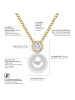 Valero Pearls Halskette aus Sterling Silber mit Zirkonia und Süßwasser-Zuchtperle in gelbgold