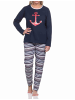 NORMANN langarm Schlafanzug Pyjama Oberteil Anker - 77339 in marine