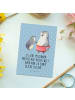 Mr. & Mrs. Panda Grußkarte Pinguin mit Kind mit Spruch in Blau Pastell
