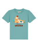 wat? Apparel T-Shirt Lama Kleiner Bruder in Teal Monstera