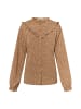DreiMaster Vintage Damen Langarmbluse in Dunkelkamel Beige
