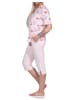 NORMANN kurzarm Capri Schlafanzug Herz - 72665 in rosa