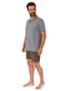 NORMANN kurzarm Schlafanzug Shorty Pyjama zum durchknöpfen - 78276 in dunkelgrau
