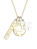 Elli Halskette 925 Sterling Silber Bi Color_Tri Color, Flugzeug, Travel-Schriftzug, Weltkugel in Gold