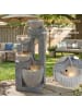 ABRIHOME Gartenbrunnen mit LED-Beleuchtung in Steingrau (B) 31,5 x (T) 29 x (H) 80 cm