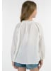 IZIA Bluse in Wollweiss Mit Silber Streifen Und Punkten