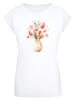 F4NT4STIC T-Shirt Rosa Frühlingsblumenstrauß in Vase in weiß