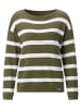 WITT WEIDEN Strickpullover in oliv-ecru-geringelt