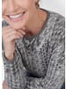 GOLDNER Kurzgröße:  Hahnentrittpullover mit Glanz in grau / gemustert