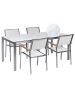 Beliani 5-tlg Gartentisch Set COSOLETO/GROSSETO in Weiß/Silber