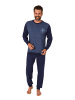 NORMANN Schlafanzug langarm Bündchen - 88820 in blau-mel.