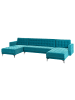 Beliani 3-tlg Schlafsofa ABERDEEN in Blau/Schwarz