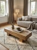 KADIMA DESIGN Couchtisch Massivholz, 120 cm, Landhaus, handgefertigt in Beige