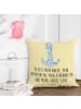 Mr. & Mrs. Panda Kissen Anker Blau mit Spruch in Gelb Pastell