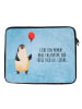 Mr. & Mrs. Panda Laptop Hülle Pinguin Luftballon mit Spruch in Eisblau