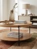 KADIMA DESIGN Eichenfurnier Couchtisch, Stauraum, Metallgestell, Erhöhter Rand