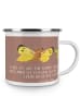Mr. & Mrs. Panda Camping Emaille Tasse Scheidung Neuanfang mit S... in Braun Pastell