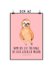 Mr. & Mrs. Panda Plakat Faultier Zufrieden mit Spruch in Rot Pastell