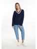 DreiMaster Damen Strickpullover in Marine Wollweiss