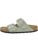 Birkenstock Pantolette Arizona Big Buckle Nubukleder schmal in hellgrau
