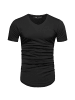 Amaci&Sons Basic Oversize T-Shirt mit V-Ausschnitt BELLEVUE in Schwarz