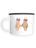 Mr. & Mrs. Panda XL Emaille Tasse Faultier Pärchen ohne Spruch in Weiß