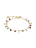 Luxenter Armband aus 925er Sterlingsilber mit mehrfarbigem Kristall, 18K Gelbgold-Finish