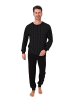 NORMANN Langarm Schlafanzug Pyjama Bündchen Minimalprint in schwarz
