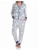 NORMANN Schlafanzug Jumpsuit Overall Sterne Coralfleece - 76732 in blau