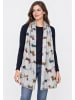 Faera Schal Dackelmotiv Alloverprint Feine Fransen in Beige