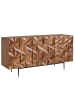 KADIMA DESIGN Sideboard "Metallux", Sheesham-Holz, 3D-Oberfläche, Braun, Modern