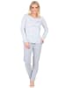 NORMANN Langarm Schlafanzug Pyjama Bündchen Streifen - 84803 in grau