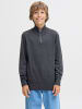 JACK & JONES Junior Strickjacke mit Viertelreißverschluss in Dark Grey Melange