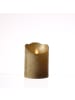 MARELIDA LED Kerze mit beweglicher Flamme Echtwachs Rustik-Optik H: 10cm in gold