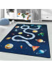 KADIMA DESIGN Teppich Kinder Flachgewebe Weltraum rutschfest Kinderzimmer