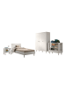 58 aufm Kessel EINZELBETT SET 90x200 Keeley Buche Weiß Holz Schrank Regal